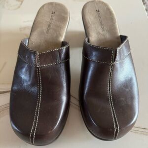 Naturalizer Women’s Leather Slip On Platform Mules Brown Size 8M